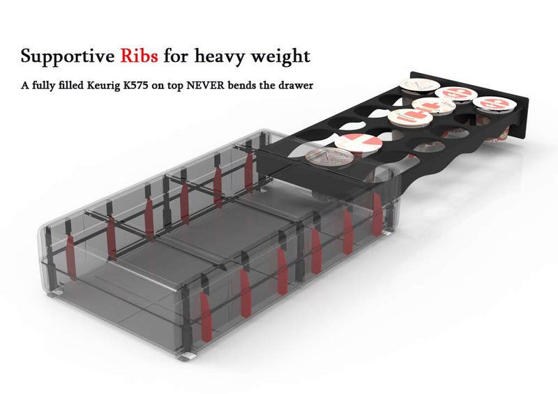 EVERIE Coffee Pod Holder Drawer Compatible with Keurig K Cup Pods (Holds 18 Pods) - Image 3